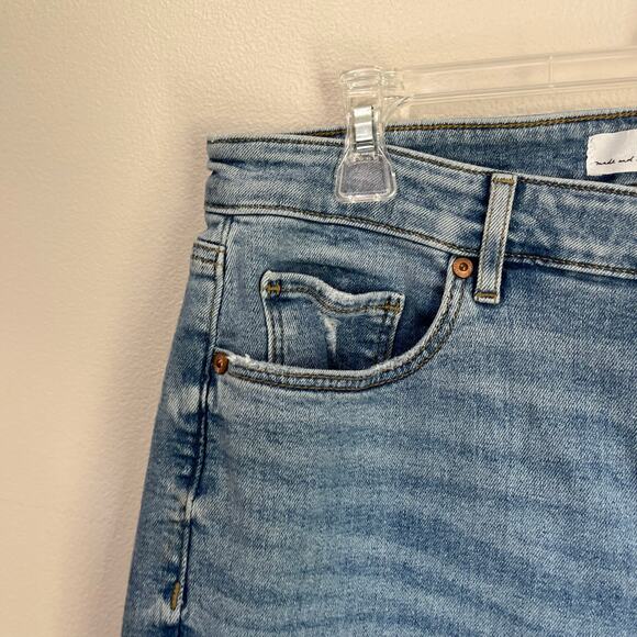 Loft Curvy High Rise Flare Crop Blue Jeans Raw Hem Stretch Denim Sz 30/10 - Picture 4 of 9
